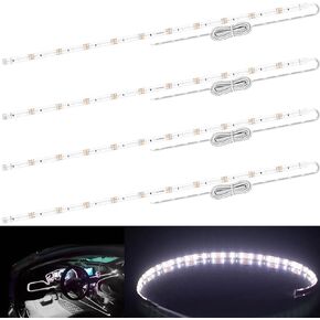 24 Inch White Car Led Strip Lights Cuttable 12V for Automotive Camper Van Truck Marine Boat Inside Ambient Lighting, Pack of 4