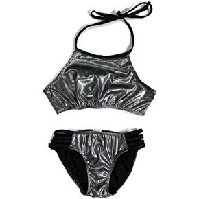 Kids Girl's Cute & Comfortable Two Piece Tie Neck Bathing Suit Bikini | Swimsuit