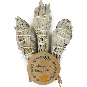 White Sage Smudge Sticks - Pack of 3 Torch Style Bundles - 4" Long - Natural Incense for Spiritual Cleansing, Witchcraft Supplies, Sage Smudge Kit, Spiritual Gifts