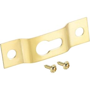 uxcell Keyhole Hanging Plate, 40mm x 11mm Single Hole Hook for Picture Frames with Screws, 20 Pcs (Golden)
