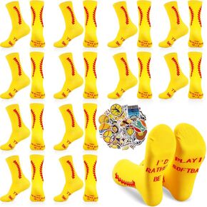 Shinymoon 12 Pairs Softball Socks 100 Pcs Softball Stickers for Sports Team Gifts
