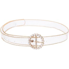 TENDYCOCO Clear Belt for Women Transparent Waist Belt Waistband with Square Buckle for Skirt Pants