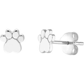 14K Solid Gold Stud Earrings - Dainty Real Gold Paw Print Earrings - Minimalist Small Gold Studs For Women Girls