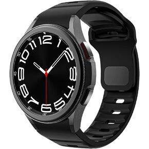 Rugged No Gap Band Compatible with Samsung Galaxy Watch 4 5 6 Band 44mm 40mm/Galaxy Watch 6 Classic Bands 47mm 43mm/Watch 5 Pro 45mm/Watch 4 Classic 46mm 42mm, Silicone Replacement Sport Strap for Men