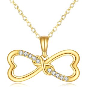 قلادة إنفينيتي من الذهب الصلب عيار 14 قيراط للنساء على شكل رمز إنفينيتي على شكل قلب للنساء والفتيات in Kuwait