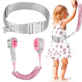 Accmor Toddler Waist Leash Belt, Reflective Baby Anti Lost Wrist Link, Kids Walking Harnesses Children Wristband Tether Leashes with Lock for Boys Girls Ages 1-4 to Outdoor Travel (Black)
