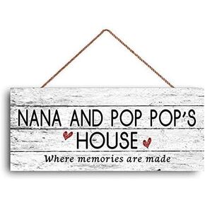 12x6 inch New Sign Nana and Pop Pop's House Sign, Where Memories are Made, Distressed Style, Gift for Grandparents, Sign