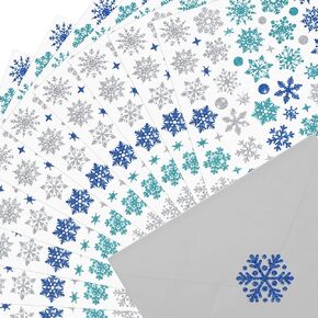 Yexiya 1040 Pcs Christmas Envelope Seal Sticker Glitter Snowflake Sticker Label Christmas Sticker Xmas Snowflake Dot Envelope Sticker Seal for Christmas Card Envelope Box Decoration(Silver, 20 Sheets)