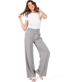 Love Tree Womens Smocked Waist Wide-Leg Tencel Summer Pants