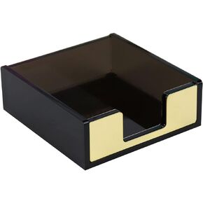 Acrylic Black and Gold Sticky Note Holder 3.7"×3.7" Sticky Note Dispenser for Desk Cute Memo Notepad Holder for Office Supplies