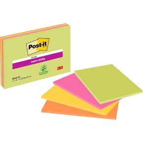 Post-it 6845SSP Super Sticky Meeting Notes, Assorted Colors, 8 x 6 Inch, 45 Sheet (Pack of 4)