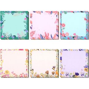 12 Pieces Floral Sticky Notes Flower Design Self-Adhesive Note Pads Sticky Memo Notes for School Office Home Supplies Students Teachers Presents, 600 Sheets in Total, 6 Designs,
