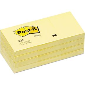 Post-it 653YW Post-it Notes,Original Pads,1-1/2-Inch x2-Inch ,100 SH/PD,12/PK,Canary