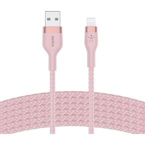 Belkin BoostCharge Pro 2 Pack Flex Braided USB Type A to Lightning Cable (3M/10FT), MFi Charging Certified Compatible with iPhone 14, 14 Plus, 14 Pro, 14 Pro Max, 13, Mini, SE, 12, iPad, AirPods-Pink