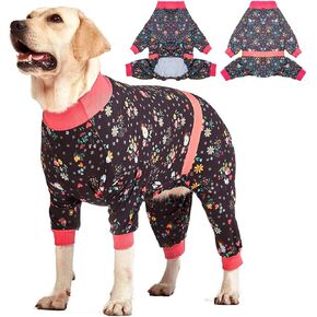 LovinPet Large/Big Dog Pajamas, Post Surgery Onesie for Large Breed Dogs, Reflective Stripe, Breatheable Stretch Jersey Knit, Nighttime Print Dog Jammies, Pet PJ's/XXL