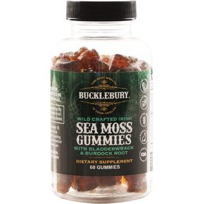 Wild Crafted Irish Sea Moss Gummies with Bladderwrack & Burdock Root - Chewable Natural Multivitamin Vegan Gummies for Immune, Thyroid, Digestive, and Gut Support - 60 Gummies