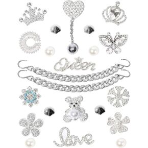 Bling Shoe Charms, Luxury Rhinestone Shoe Decorations and Shoe Chains for Clogs Shoes Fashion Designer Jewelry Shoe Accessories for Women Girls Gifts