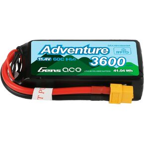Gens ace 3S Lipo Battery 11.4V 60C 3600mAh Lipo Battery Pack with Deans and XT60 Adapter