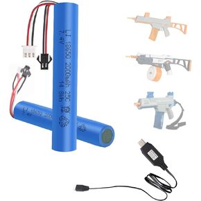 2Pcs Replacement Rechargeable 7.4V 2000mAh Battery Pack Accessories with Charging Cable Compatible with SRB1200 SRB400-SUB SRB400 Water Gel Ball Bead Blaster