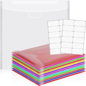 Henoyso 12 Pcs 12 x 12 Paper Storage Organizer Scrapbook Paper Holder Clear Loading Files Plastic Paper Holder with 2 Sheets Clear PVC Customizable Tabs for Scrapbook Paper, Vinyl Paper, Photos