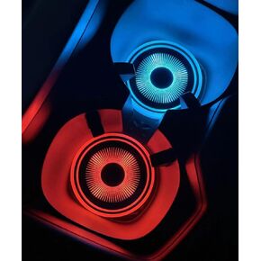 2PCS Rechargeable Led Light Car Cup Holder Insert Coaster Mat Pad Decal with LDR and Accelerometer 2.7" Universal fit All Vehicles Bursts of Light