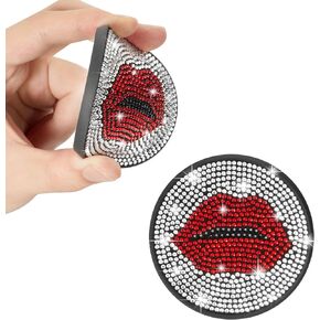 قواعد أكواب السيارة، قاعدة أكواب لطيفة للسيارة، إكسسوارات سيارة لامعة للنساء مصنوعة يدويًا بأحجار الراين الكريستالية، مضادة للانزلاق، 2.75 بوصة تناسب معظم السيارات، عبوتان - وجه مبتسم in Kuwait