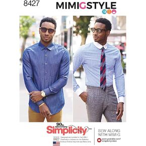 Simplicity Pattern 8427 AA Men's Fitted Shirt with Collar and Cuff Variations by Mimi G, Size 34-42