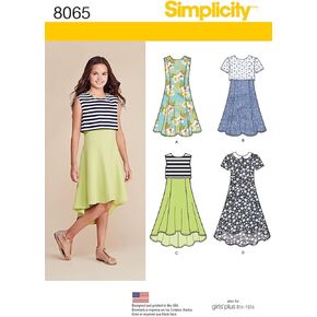 Simplicity US8065AA Girl's Plus or Popover Dress Sewing Pattern, Sizes 8.5-16.5