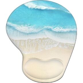 Varsamp Ergonomic Mouse Pad with Wrist Rest Support, Mousepad with Comfortable Gel Wrist and Non-Slip PU Base for Pain Relief, Computer, Laptop, Office, Home (Beach-2)