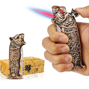 ولاعة شعلة النمر الرائعة مع لهب نفاث مقاوم للرياح، ولاعة غاز البيوتان القابلة لإعادة الملء للشموع، والسفر، والتخييم، والهواء الطلق، ولاعة رائعة مع صندوق هدايا للرجال in Kuwait