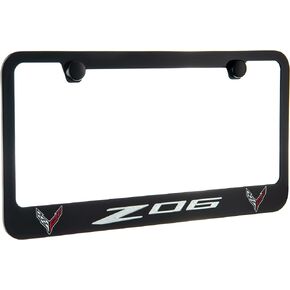 Corvette C8 Z06 2 Logo Black License Plate Frame
