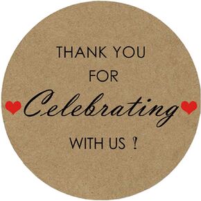 Thank You for Celebrating with Us Stickers 2 Inch,Wedding Favor Stickers, Thank You Stickers for Baby Shower,Party Favor (White)