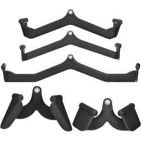 uxcell LAT Pull Down Bars for Cable Machine Attachment, 5Pcs Pulldown Rowing T-bar V-bar Set, Back Tricep Strength Training Handle for Press Down Exercises