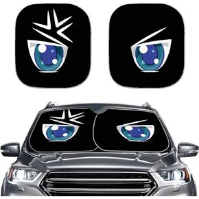 Cute Black Cats Car Windshield Sunshade Set of 2 Pieces Foldable Durable Sun Protection Visor Wind Shield Cover Washable Sun Shades Universal Size Sun Visor Keep Vehicle Cold Summer