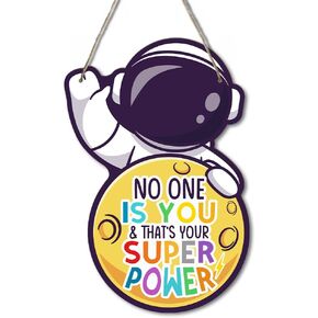 BSIKAIK Space Decor for Boys Room Space Themed Bedroom Decor Space Astronaut Door Sign Inspirational Quote Brothers Make the Best Friends Hanging Decor for Boys Room Nursery Playroom Wall Decor