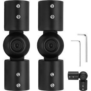 2 Pcs 1 Inch Corner Curtain Rod Connector, Heavy Duty Window Curtain Rod Corner Connector, Curtain Rod Connector Hinged Elbow Connector Bay Windows Rod Corner Elbow Connector (Black)