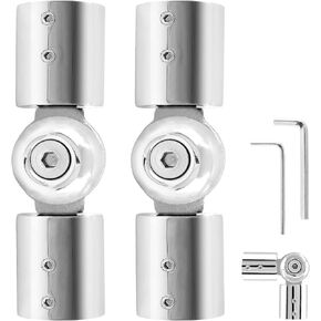 2 Pcs 1 Inch Corner Curtain Rod Connector, Heavy Duty Window Curtain Rod Corner Connector, Curtain Rod Connector Hinged Elbow Connector Bay Windows Rod Corner Elbow Connector (Black)