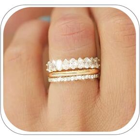 CSIYANJRY99 Gold Rings for Women Non Tarnish 14K Gold Plated Stacking Cubic Zirconia Thumb Ring Set Pack Statement Chunky Band Rings Promise Engagement Rings Size 6 7 8 9 10