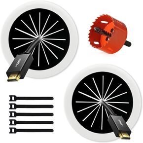 Cord Hider for Wall Mount TV, in Wall Cable Management Kit, TV Wire Hider for Wall, TV Cable Hider Wall Kit with 2-3/8"(60mm) Hole, Wire Hiders for TV on Wall, Includes Hole Saw Drill