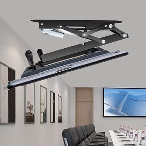 Motorized/Electric Ceiling TV Mount, Saving Space Electric 0-85° Flip Down Pitched Roof Mount, Motorized Flip Down TV Roof Ceiling Mount with Two Types of Control (Black)
