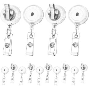 5 pcs Badge Reels with Metal Belt Clip, Retractable Badge Holder Reel for Hanging Name Tags ID Card Key Cards and Keychain