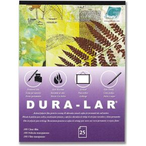 Grafix Dura-Lar Clear 9 x 12", Pad of 25 – Ultra 003" Film, Acetate Alternative, Glossy Surface for Coverings, Stencils, Color Separation, Window Applications, Transparencies, Count
