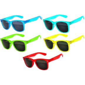 Glow in the dark Smoke Lens Sunglasses Colored Frame 5 Pack OWL turquoise red green yellow