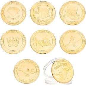 FINGERINSPIRE 8 Pcs Tooth Fairy Coins 8 Style Tooth Fairy Golden Coin with Plastic Case Reward Iron Tooth Souvenir Coin Commemorative Coins for Girls Boys Tooth Fairy Coins Gifts