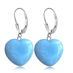 Geometric Love Heart Green Emerald Jade Stone Drop Earrings,Natural Real Simple Single Stone Dangle Earrings,Genuine Quartz Crystal Gemstone Earrings for Women (B03_Emerald Jade)