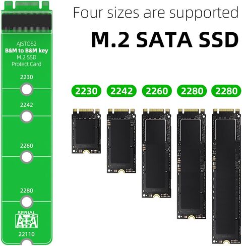 B&M Key to B&M Key M.2 SATA NGFF SSD بطاقة مهايئ حماية اختبار ممتدة لمفتاح B إلى B مفتاح بطاقة الشبكة بطاقة الصوت M.2 بطاقة تمديد-AJSTOS2 in Kuwait