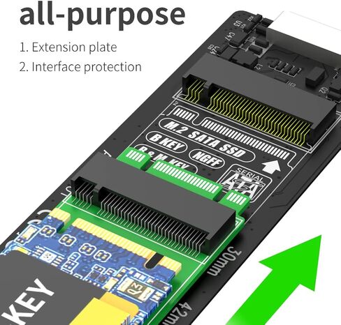 B&M Key to B&M Key M.2 SATA NGFF SSD بطاقة مهايئ حماية اختبار ممتدة لمفتاح B إلى B مفتاح بطاقة الشبكة بطاقة الصوت M.2 بطاقة تمديد-AJSTOS2 in Kuwait
