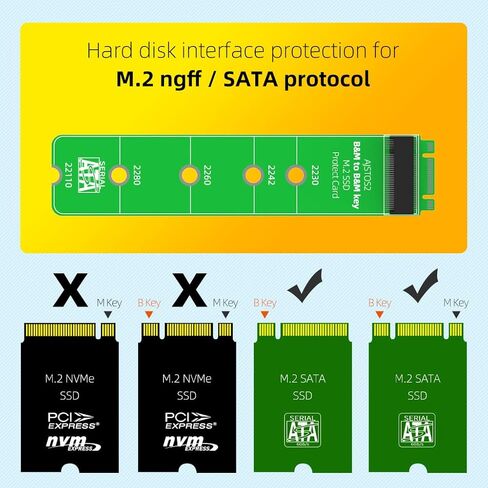 B&M Key to B&M Key M.2 SATA NGFF SSD بطاقة مهايئ حماية اختبار ممتدة لمفتاح B إلى B مفتاح بطاقة الشبكة بطاقة الصوت M.2 بطاقة تمديد-AJSTOS2 in Kuwait
