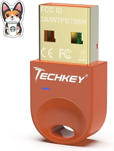 محول بلوتوث USB 5.3 لأجهزة الكمبيوتر المكتبية، قم بتوصيل وتشغيل جهاز استقبال وجهاز إرسال بلوتوث صغير V5 EDR Dongle لأجهزة الكمبيوتر المحمول بلوتوث Windows 11/10/8.1-برتقالي محروق in Saudi Arabia