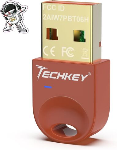 محول بلوتوث USB 5.3 لأجهزة الكمبيوتر المكتبية، قم بتوصيل وتشغيل جهاز استقبال وجهاز إرسال بلوتوث صغير V19 EDR Dongle لأجهزة الكمبيوتر المحمول بلوتوث Windows 11/10/8.1-Salmon in Saudi Arabia